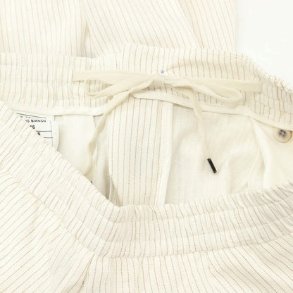 【中古】バルバッティ Barbuti リネンレーヨン ピンストライプ プリント イージースラックスパンツ ホワイトxブラウン【 46 】【 状態ランクA 】【 メンズ 】