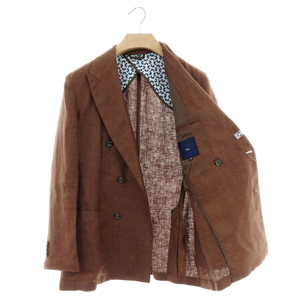 【中古】ジーステージ g-stage リネン ダブル6B テーラードジャケット ブラウン【 44 】【 状態ランクB 】【 メンズ 】