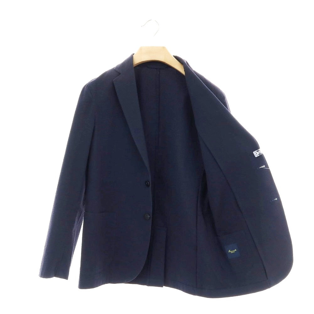 【中古】ジャンネット giannetto RIVIERA コットン シアサッカー 2B カジュアルジャケット ネイビー【 46 】【 状態ランクC 】【 メンズ 】