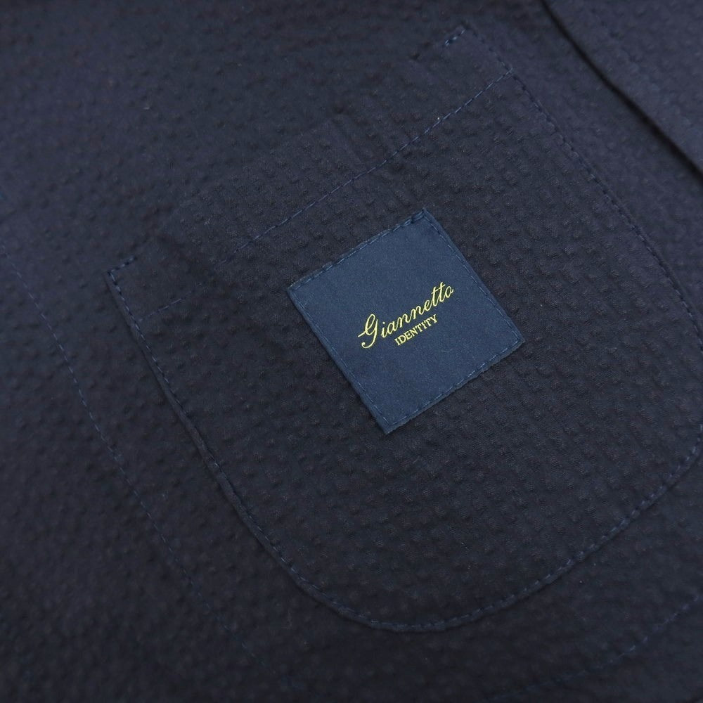 【中古】ジャンネット giannetto RIVIERA コットン シアサッカー 2B カジュアルジャケット ネイビー【 46 】【 状態ランクC 】【 メンズ 】