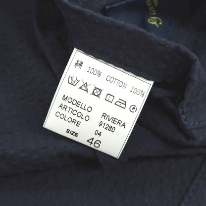 【中古】ジャンネット giannetto RIVIERA コットン シアサッカー 2B カジュアルジャケット ネイビー【 46 】【 状態ランクC 】【 メンズ 】