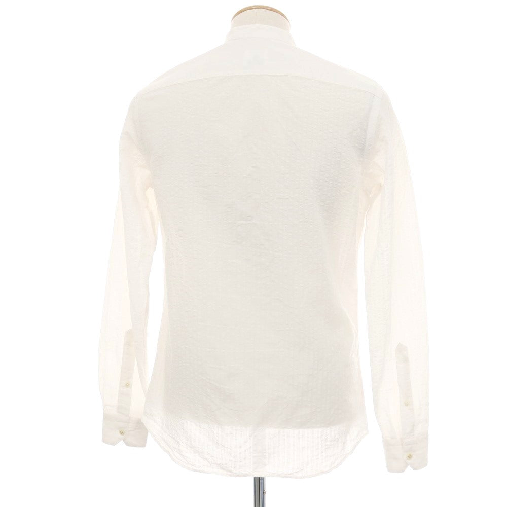 【中古】エディツォーニ リモナイア Edizioni Limonaia コットンリネン シアサッカー ストライプ バンドカラー カジュアルシャツ ホワイト【サイズ38】【 状態ランクB 】【 メンズ 】