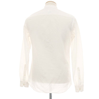 【中古】エディツォーニ リモナイア Edizioni Limonaia コットンリネン シアサッカー ストライプ バンドカラー カジュアルシャツ ホワイト【サイズ38】【 状態ランクB 】【 メンズ 】