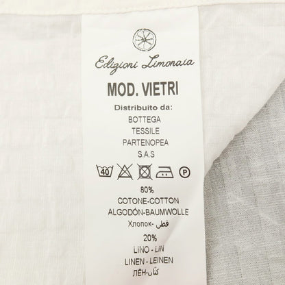 【中古】エディツォーニ リモナイア Edizioni Limonaia コットンリネン シアサッカー ストライプ バンドカラー カジュアルシャツ ホワイト【サイズ38】【 状態ランクB 】【 メンズ 】