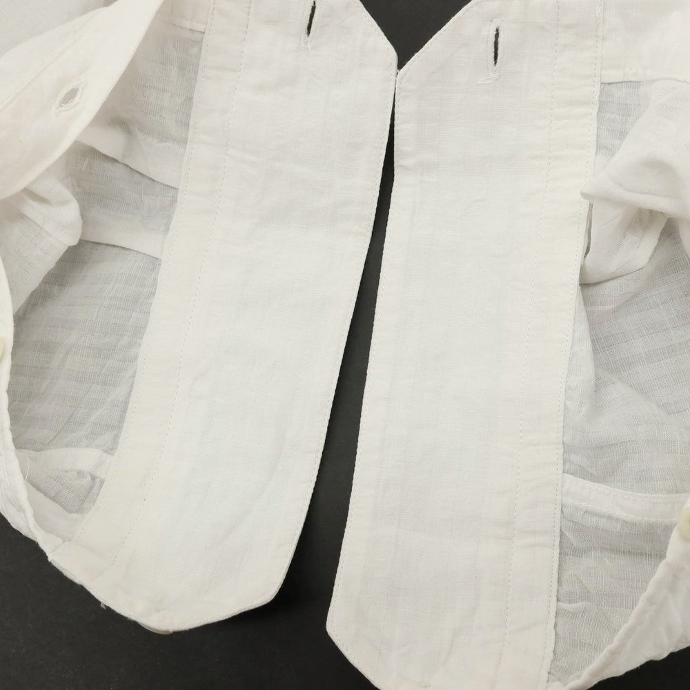 【中古】エディツォーニ リモナイア Edizioni Limonaia コットンリネン シアサッカー ストライプ バンドカラー カジュアルシャツ ホワイト【サイズ38】【 状態ランクB 】【 メンズ 】