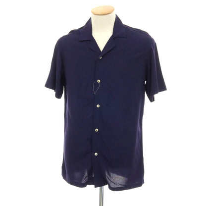 【中古】エディツォーニ リモナイア Edizioni Limonaia LIGALLI コットン オープンカラー 半袖シャツ ネイビー【サイズ38】【 状態ランクB 】【 メンズ 】