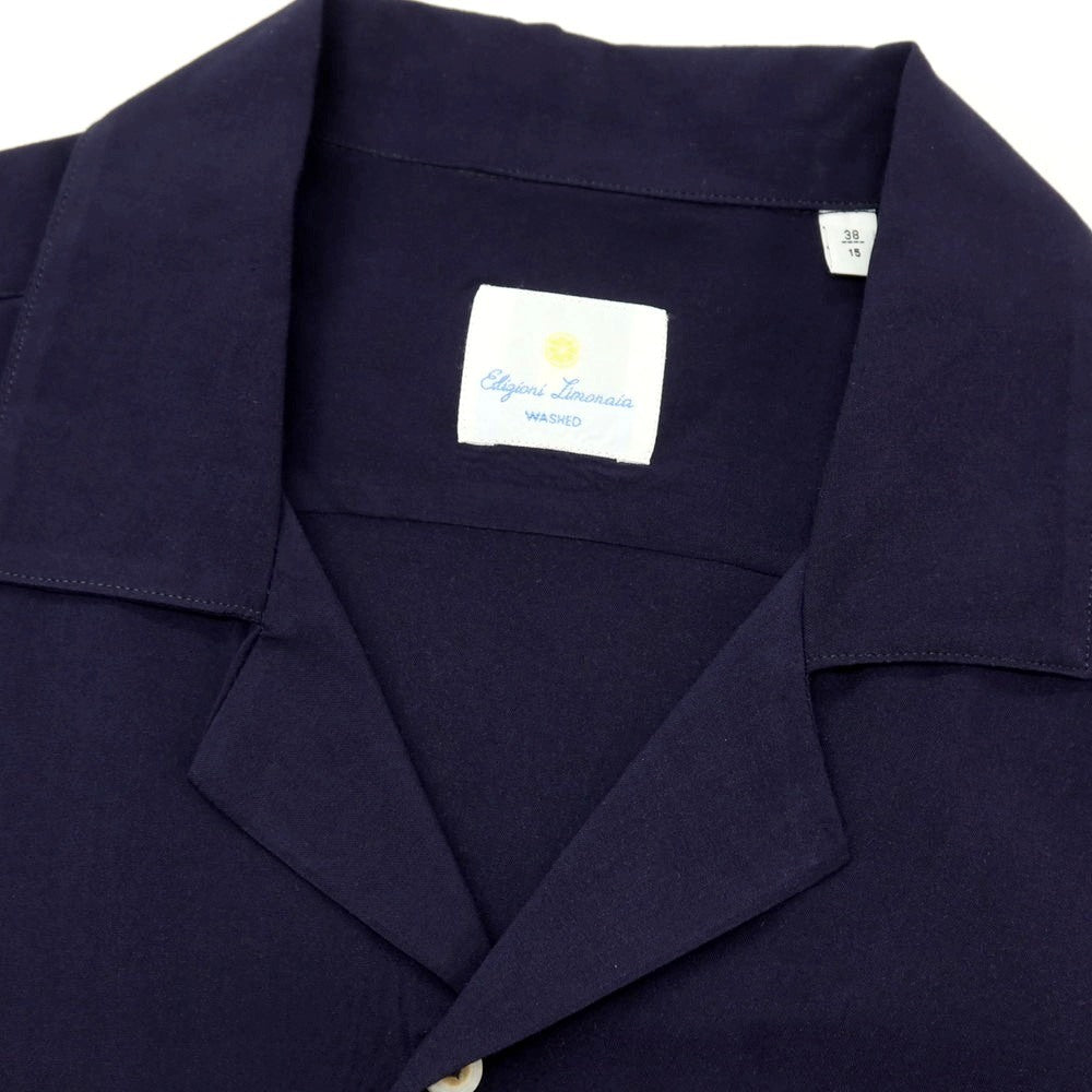 【中古】エディツォーニ リモナイア Edizioni Limonaia LIGALLI コットン オープンカラー 半袖シャツ ネイビー【サイズ38】【 状態ランクB 】【 メンズ 】