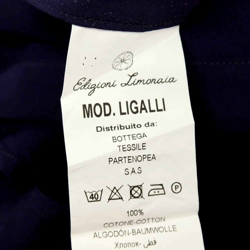 【中古】エディツォーニ リモナイア Edizioni Limonaia LIGALLI コットン オープンカラー 半袖シャツ ネイビー【サイズ38】【 状態ランクB 】【 メンズ 】