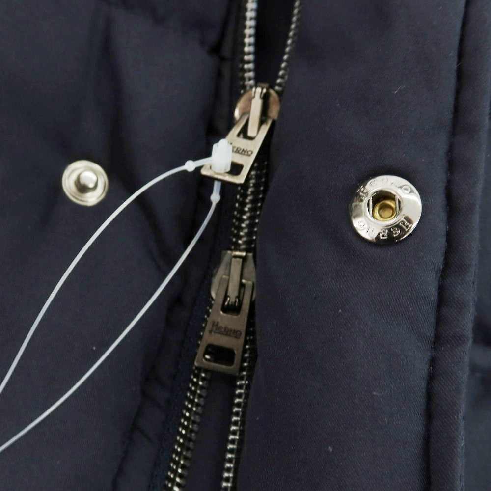 【中古】ヘルノ Herno ポリエステル ダウンコート ネイビー系【 52 】【 状態ランクC 】【 メンズ 】