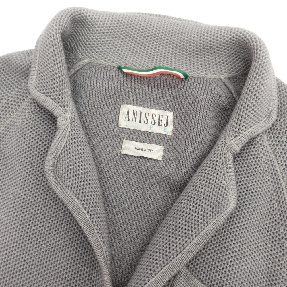 【中古】アニセイ Anissei LIFE ウール ニットジャケット グレー【 50 】【 状態ランクC 】【 メンズ 】