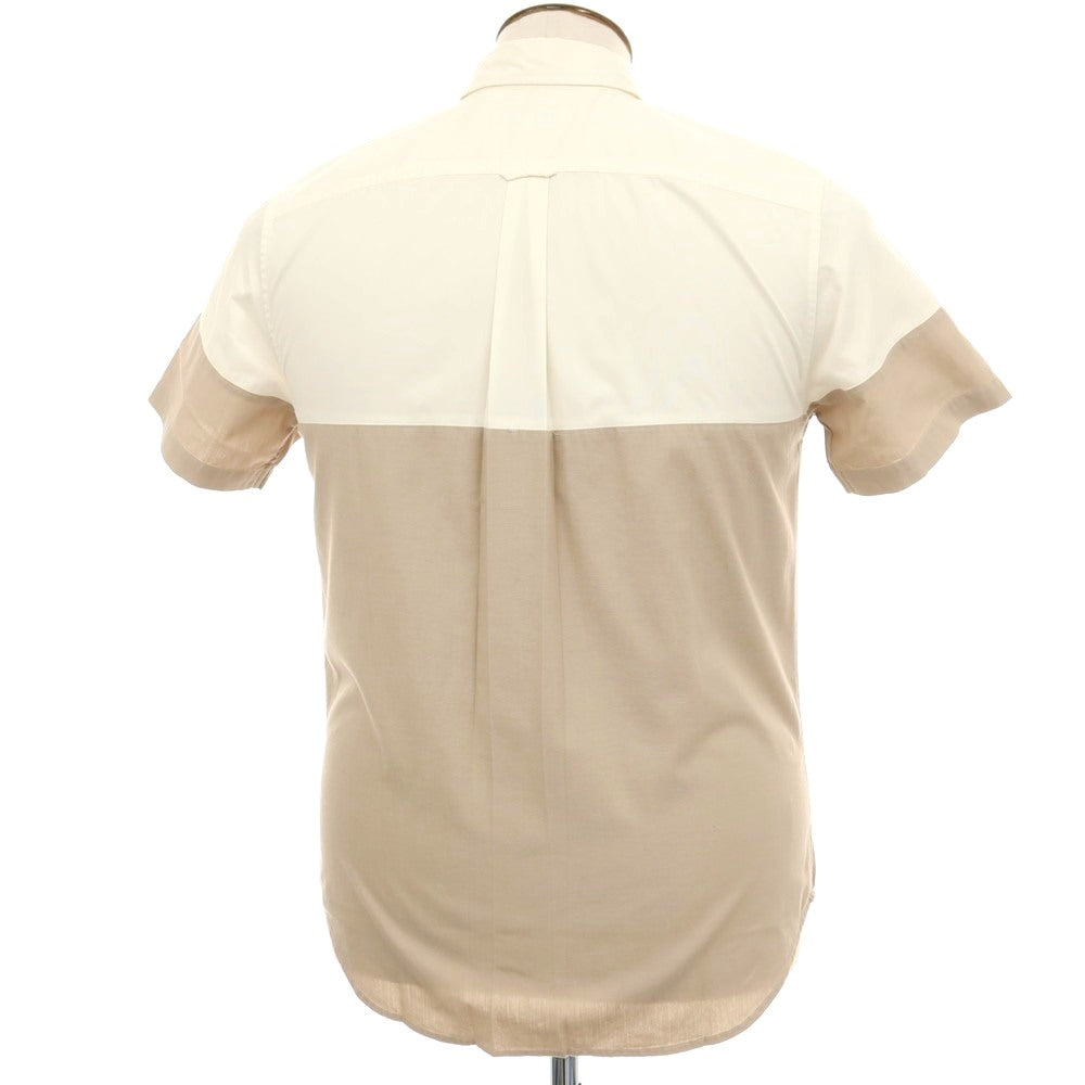 【中古】オープニングセレモニー OPENING CEREMONY コットン バイカラー ボタンダウン 半袖シャツ ホワイトxベージュ【サイズL】【 状態ランクB 】【 メンズ 】