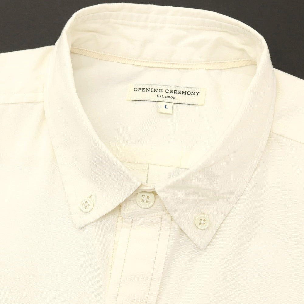 【中古】オープニングセレモニー OPENING CEREMONY コットン バイカラー ボタンダウン 半袖シャツ ホワイトxベージュ【サイズL】【 状態ランクB 】【 メンズ 】