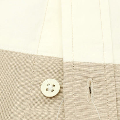 【中古】オープニングセレモニー OPENING CEREMONY コットン バイカラー ボタンダウン 半袖シャツ ホワイトxベージュ【サイズL】【 状態ランクB 】【 メンズ 】