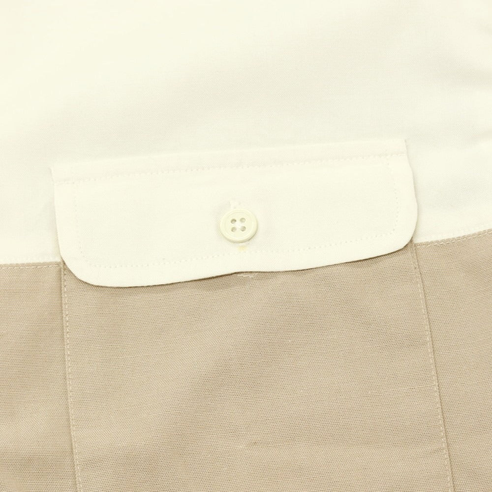 【中古】オープニングセレモニー OPENING CEREMONY コットン バイカラー ボタンダウン 半袖シャツ ホワイトxベージュ【サイズL】【 状態ランクB 】【 メンズ 】