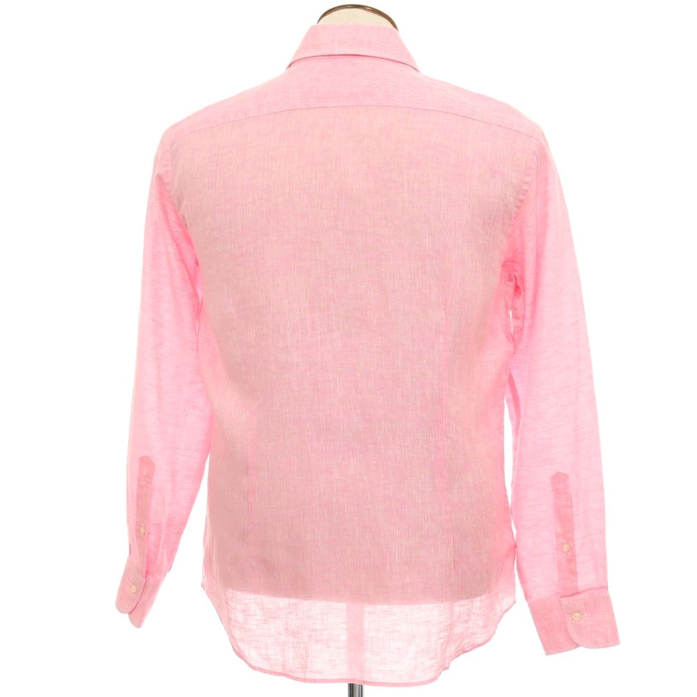 【中古】バーニーズニューヨーク BARNEYS NEWYORK リネン ホリゾンタルカラー カジュアルシャツ ピンク【サイズL】【 状態ランクB 】【 メンズ 】