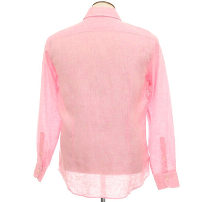 【中古】バーニーズニューヨーク BARNEYS NEWYORK リネン ホリゾンタルカラー カジュアルシャツ ピンク【サイズL】【 状態ランクB 】【 メンズ 】