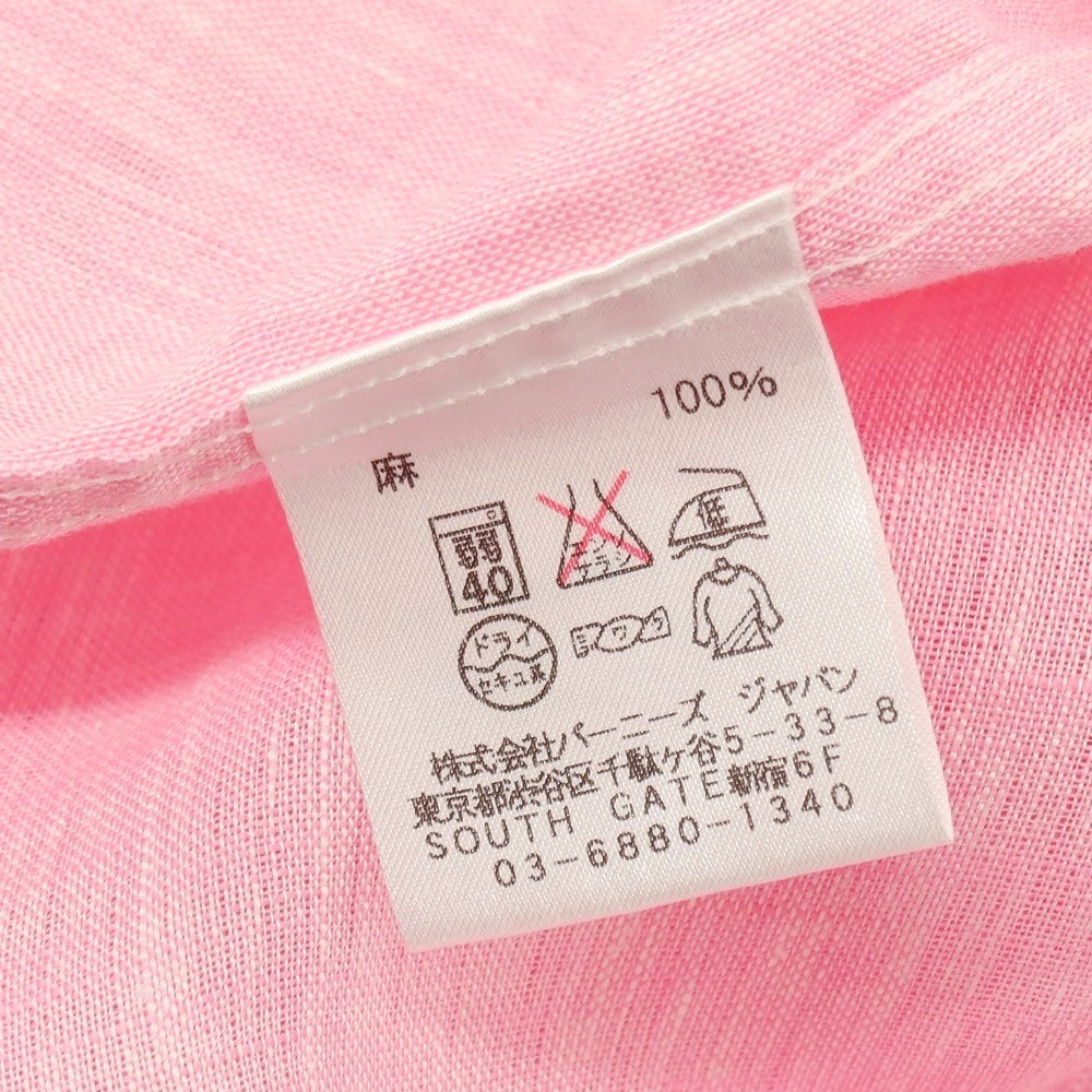 【中古】バーニーズニューヨーク BARNEYS NEWYORK リネン ホリゾンタルカラー カジュアルシャツ ピンク【サイズL】【 状態ランクB 】【 メンズ 】