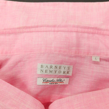 【中古】バーニーズニューヨーク BARNEYS NEWYORK リネン ホリゾンタルカラー カジュアルシャツ ピンク【サイズL】【 状態ランクB 】【 メンズ 】