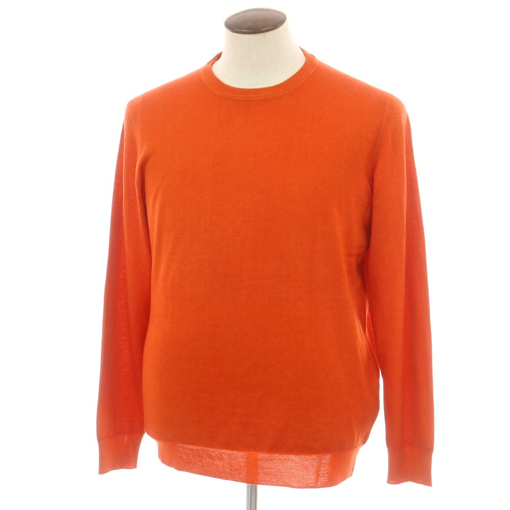 【中古】フェデーリ FEDELI ハイゲージ ウール クルーネック プルオーバーニット ダークオレンジ【 54 】【 状態ランクA 】【 メンズ 】