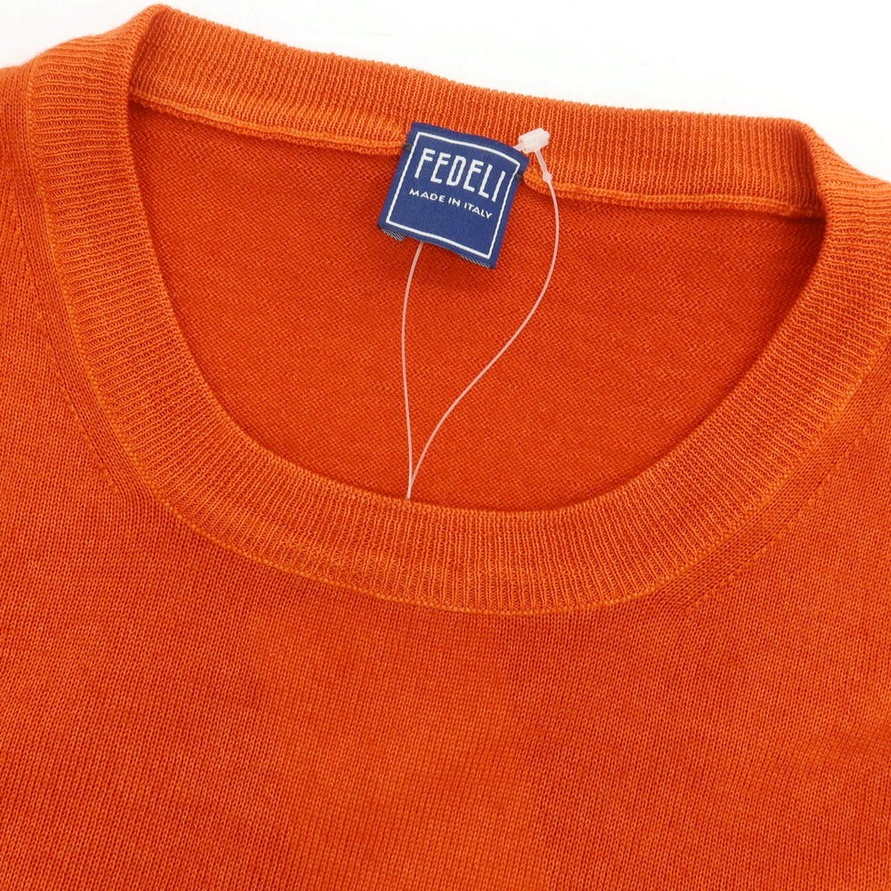 【中古】フェデーリ FEDELI ハイゲージ ウール クルーネック プルオーバーニット ダークオレンジ【 54 】【 状態ランクA 】【 メンズ 】
