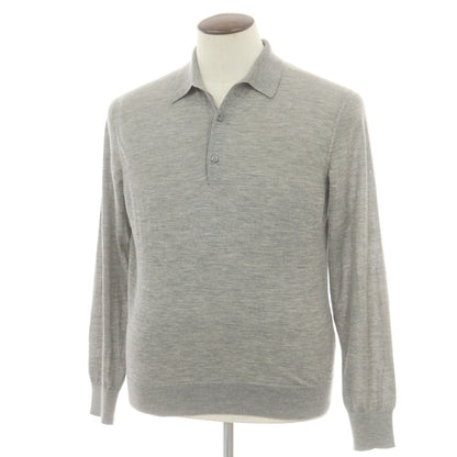 【中古】ナポレオンエルバ NAPOLEONERBA ハイゲージ カシミヤ 長袖 ポロニット グレー【 50 】【 状態ランクC 】【 メンズ 】