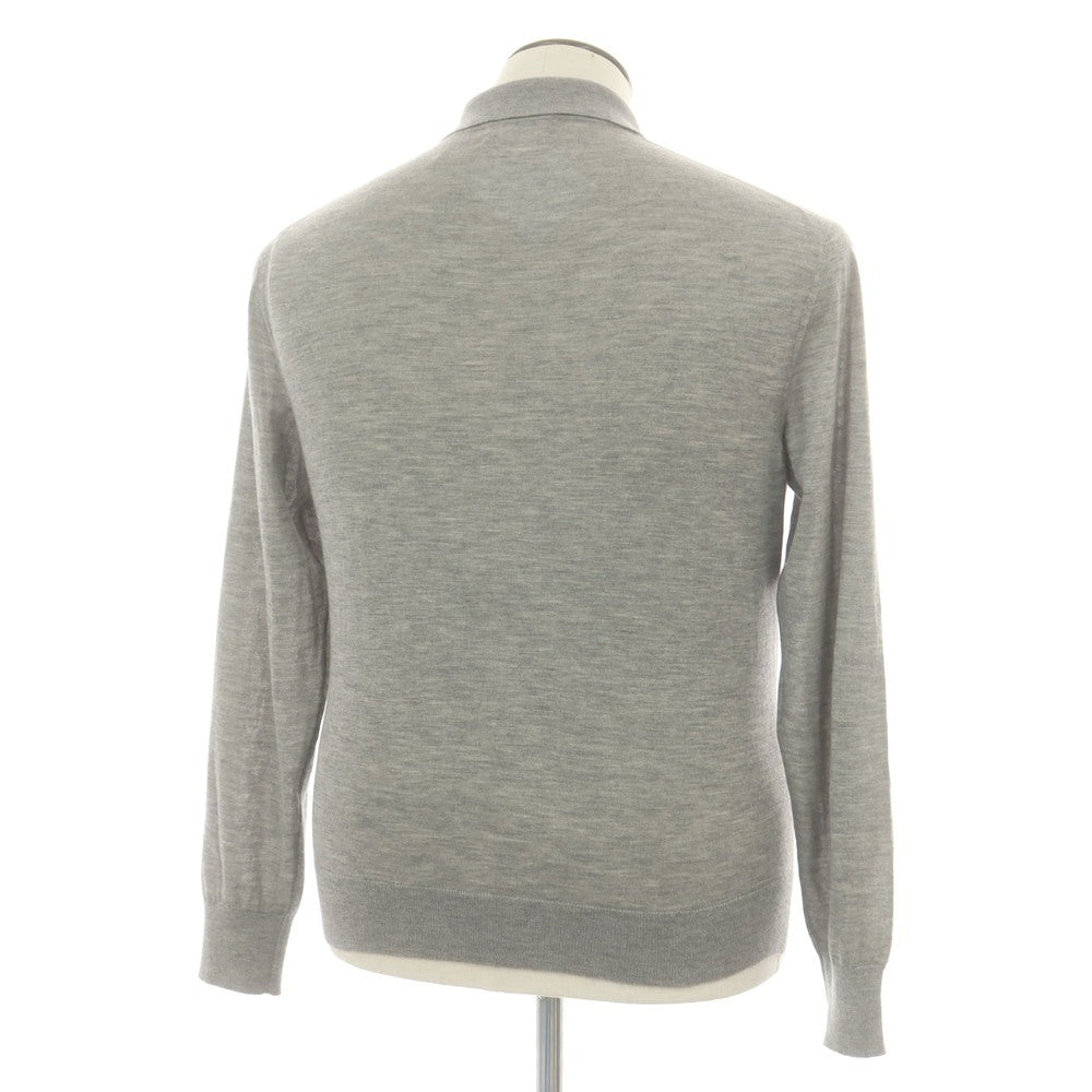 【中古】ナポレオンエルバ NAPOLEONERBA ハイゲージ カシミヤ 長袖 ポロニット グレー【 50 】【 状態ランクC 】【 メンズ 】