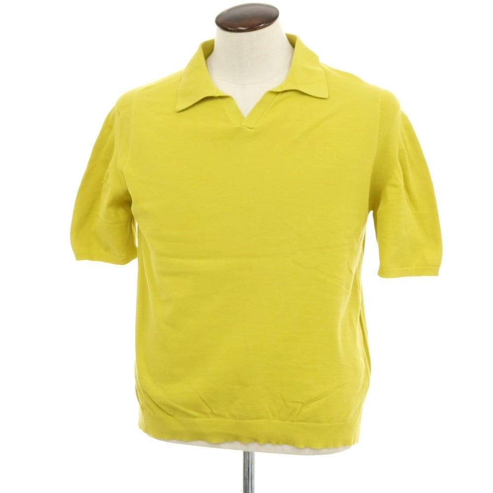 【中古】デザインワークス DESIGNWORKS コットン スキッパー 半袖 ポロニット イエロー【 50 】【 状態ランクC 】【 メンズ 】