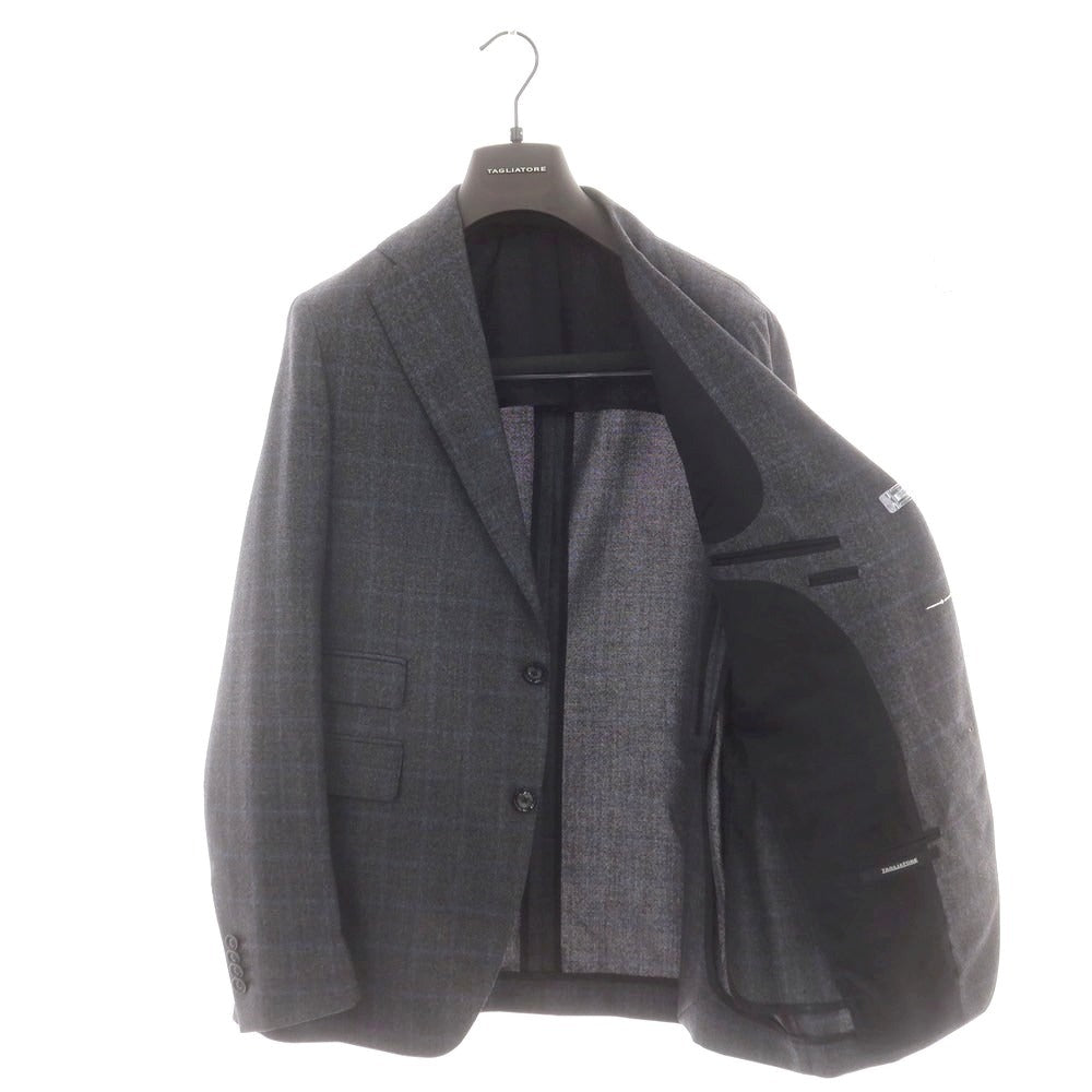 【中古】タリアトーレ TAGLIATORE ウール チェック 2つボタンスーツ ダークグレーxブルー【 48 】【 状態ランクA 】【 メンズ 】