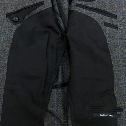 【中古】タリアトーレ TAGLIATORE ウール チェック 2つボタンスーツ ダークグレーxブルー【 48 】【 状態ランクA 】【 メンズ 】