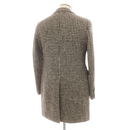 【中古】タリアトーレ TAGLIATORE シルク混ウール ハウンドトゥース チェスターフィールドコート ベージュxダークブラウン【 46 】【 状態ランクB 】【 メンズ 】