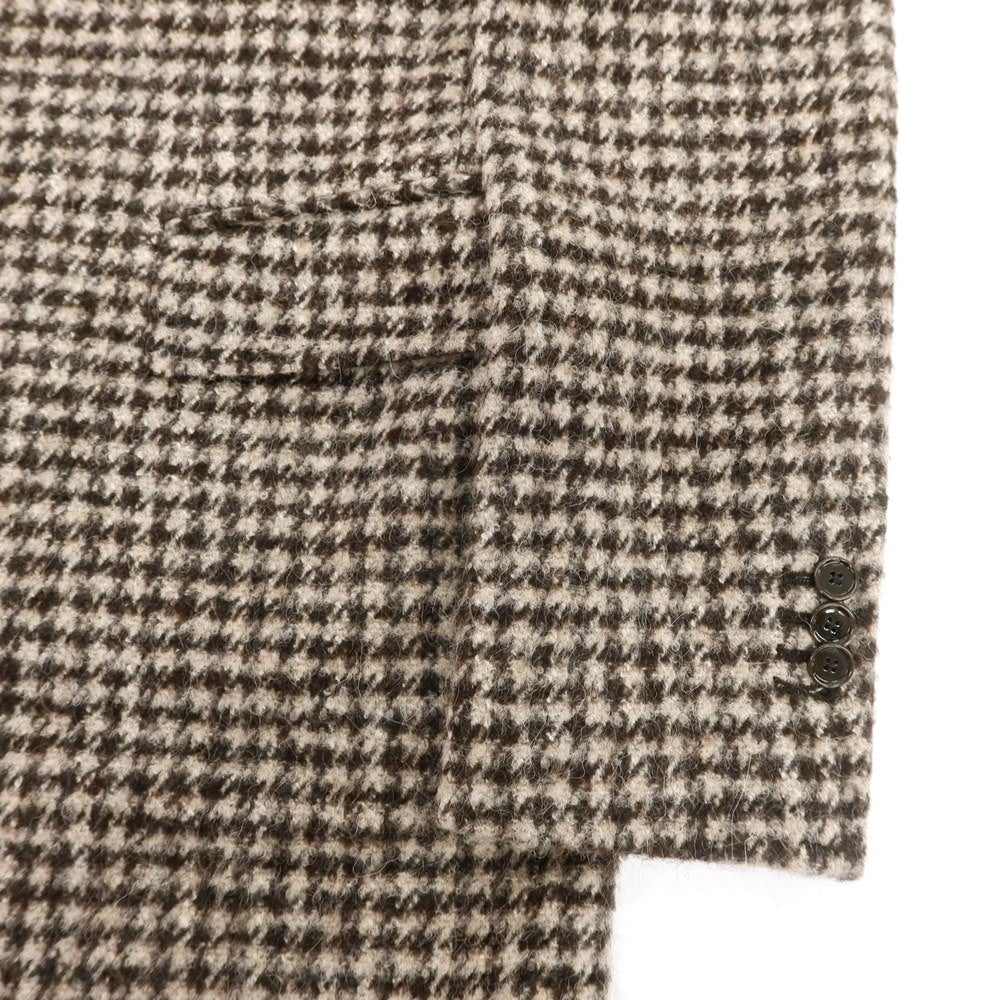 【中古】タリアトーレ TAGLIATORE シルク混ウール ハウンドトゥース チェスターフィールドコート ベージュxダークブラウン【 46 】【 状態ランクB 】【 メンズ 】