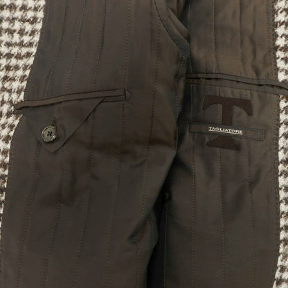 【中古】タリアトーレ TAGLIATORE シルク混ウール ハウンドトゥース チェスターフィールドコート ベージュxダークブラウン【 46 】【 状態ランクB 】【 メンズ 】