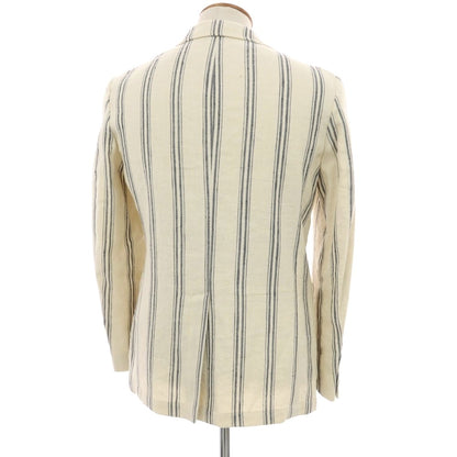 【中古】エルネスト ernesto GFB リネンコットンシルク ストライプ 2B カジュアルジャケット アイボリーxネイビー【 48 】【 状態ランクB 】【 メンズ 】