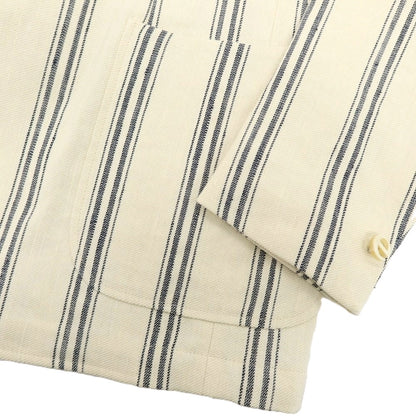 【中古】エルネスト ernesto GFB リネンコットンシルク ストライプ 2B カジュアルジャケット アイボリーxネイビー【 48 】【 状態ランクB 】【 メンズ 】