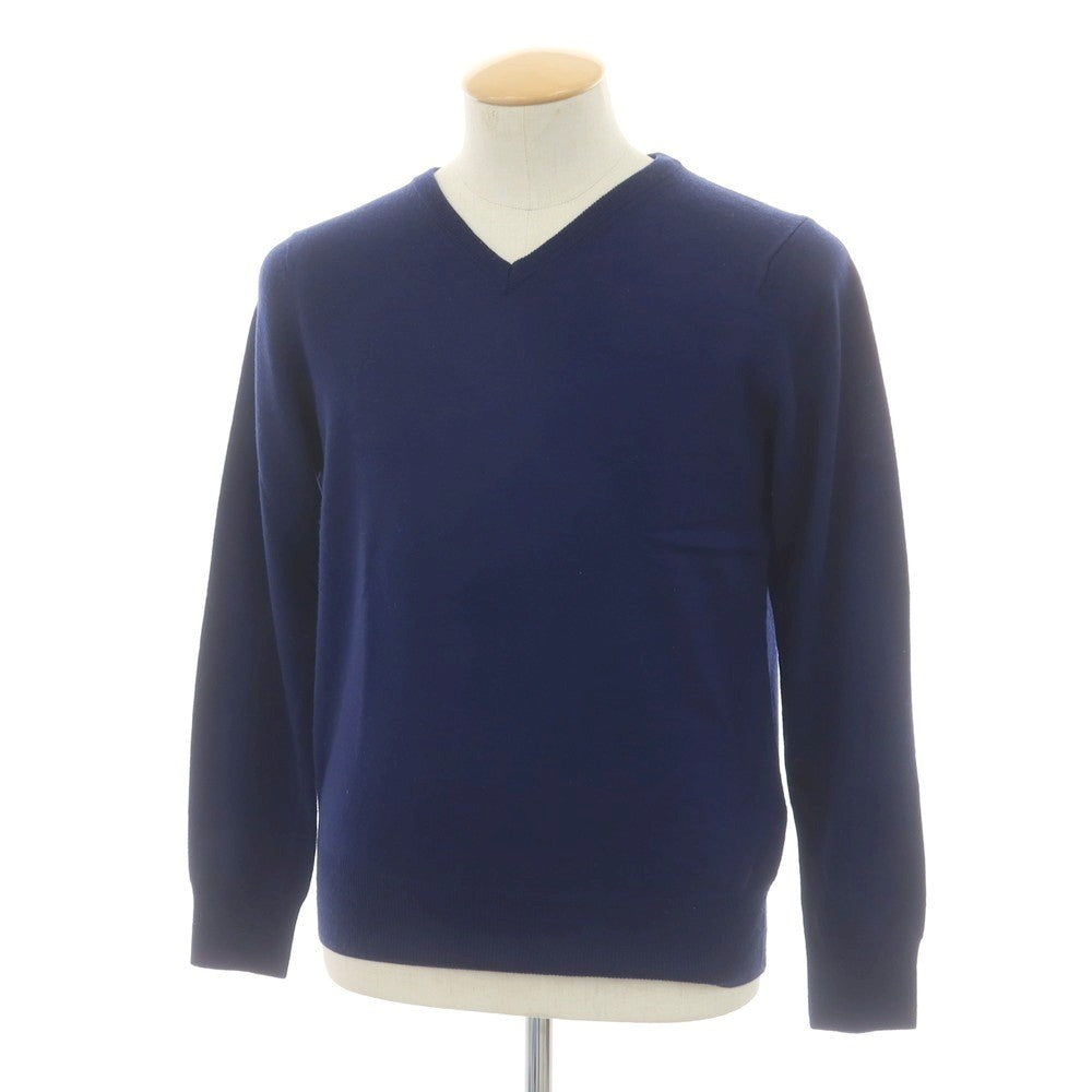【中古】バーニーズニューヨーク BARNEYS NEWYORK ハイゲージ ウール Vネック プルオーバーニット ライトネイビー【 S 】【 状態ランクC 】【 メンズ 】