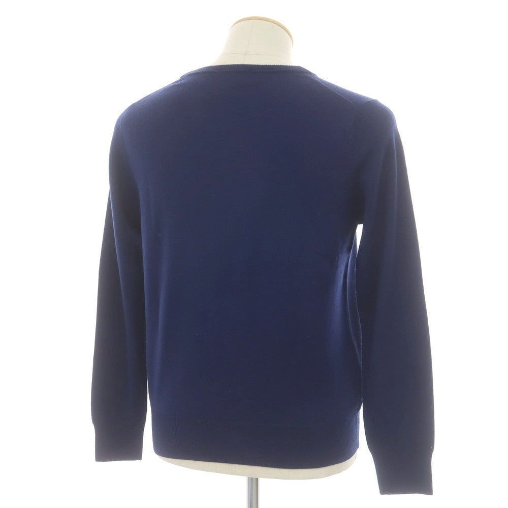 【中古】バーニーズニューヨーク BARNEYS NEWYORK ハイゲージ ウール Vネック プルオーバーニット ライトネイビー【 S 】【 状態ランクC 】【 メンズ 】