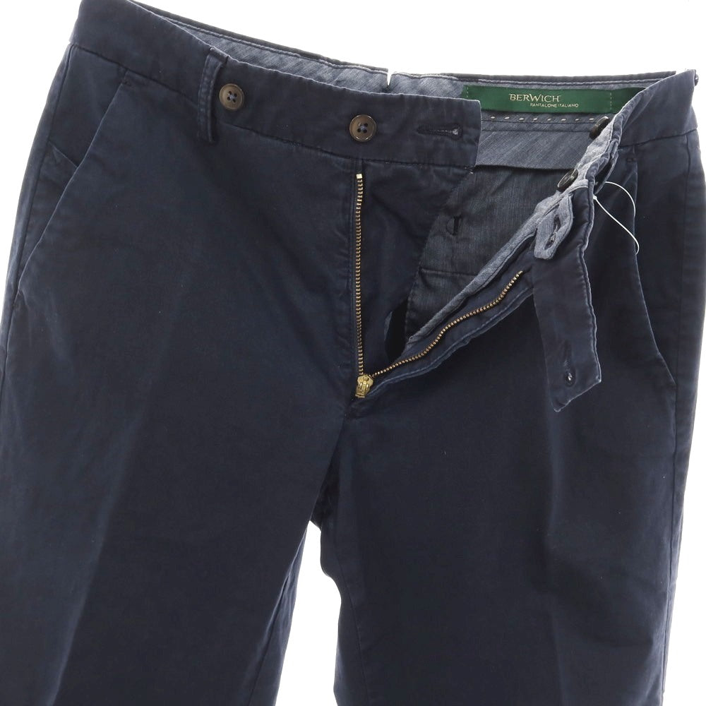 【中古】ベルウィッチ BERWICH ストレッチ コットン カジュアルスラックスパンツ ネイビー【 46 】【 状態ランクB 】【 メンズ 】