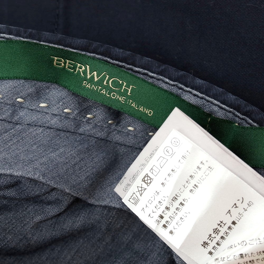 【中古】ベルウィッチ BERWICH ストレッチ コットン カジュアルスラックスパンツ ネイビー【 46 】【 状態ランクB 】【 メンズ 】