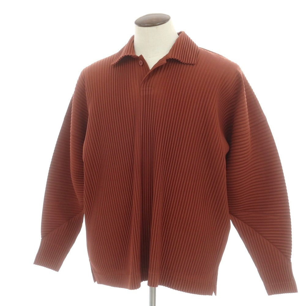 【中古】オム プリッセ イッセイミヤケ HOMME PLISSE ISSEY MIYAKE 2025年秋冬 ポリエステル系 プリーツ 長袖ポロシャツ ブラウン【 表記なし（L位） 】【 状態ランクA 】【 メンズ 】