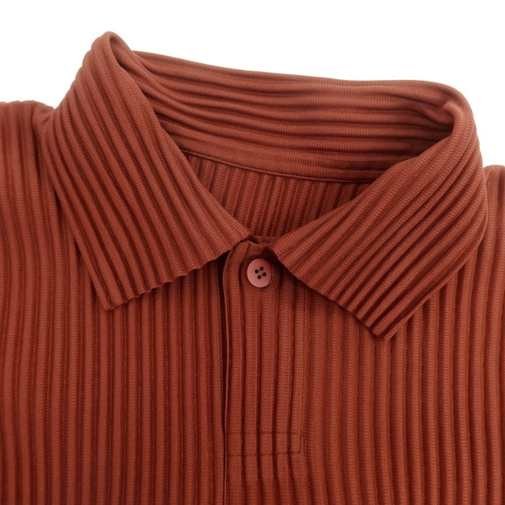 【中古】オム プリッセ イッセイミヤケ HOMME PLISSE ISSEY MIYAKE 2025年秋冬 ポリエステル系 プリーツ 長袖ポロシャツ ブラウン【 表記なし（L位） 】【 状態ランクA 】【 メンズ 】