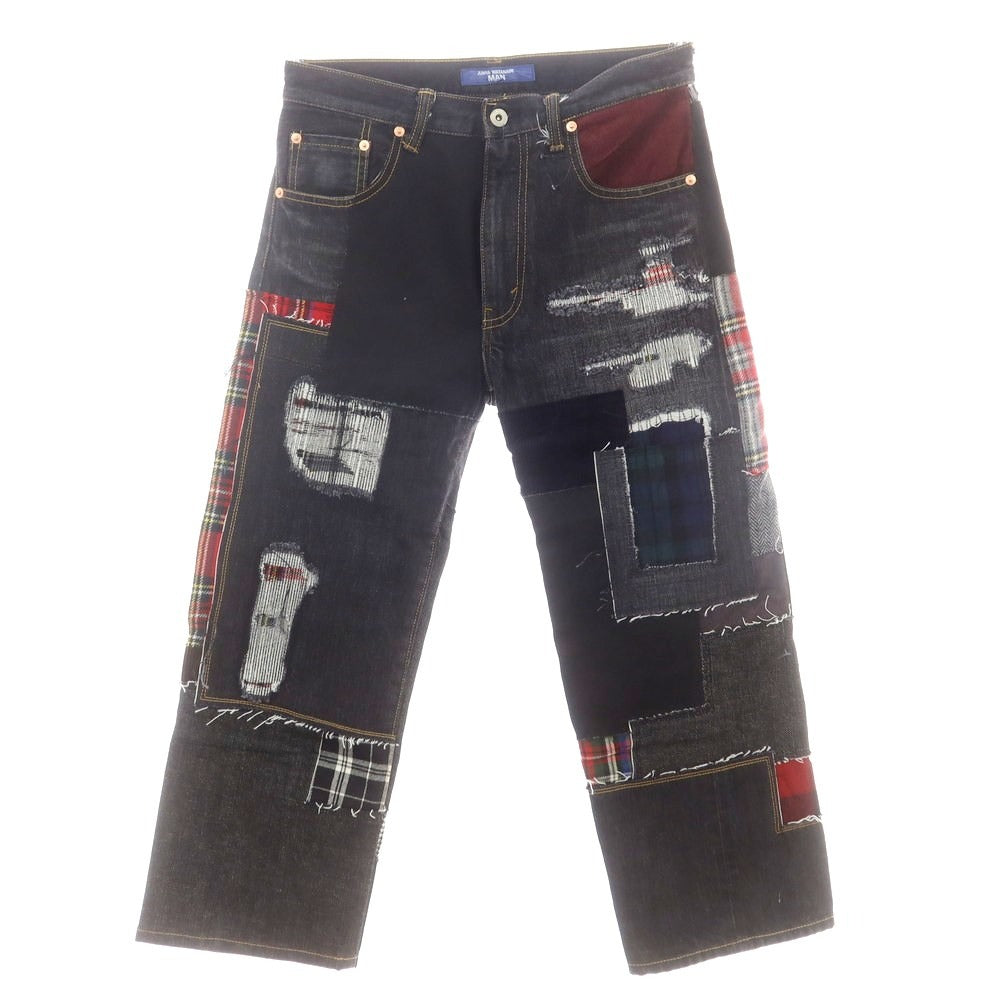 【中古】【未使用】ジュンヤワタナベ マン JUNYA WATANABE MAN 2025年春夏 コットンウール パッチワーク デニムパンツ ブラック【 XS 】【 状態ランクS 】【 メンズ 】