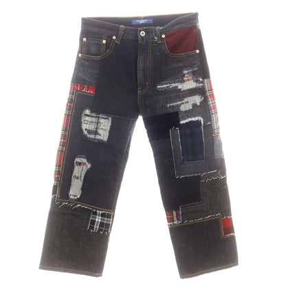 【中古】【未使用】ジュンヤワタナベ マン JUNYA WATANABE MAN 2025年春夏 コットンウール パッチワーク デニムパンツ ブラック【 XS 】【 状態ランクS 】【 メンズ 】