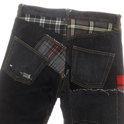 【中古】【未使用】ジュンヤワタナベ マン JUNYA WATANABE MAN 2025年春夏 コットンウール パッチワーク デニムパンツ ブラック【 XS 】【 状態ランクS 】【 メンズ 】