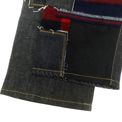 【中古】【未使用】ジュンヤワタナベ マン JUNYA WATANABE MAN 2025年春夏 コットンウール パッチワーク デニムパンツ ブラック【 XS 】【 状態ランクS 】【 メンズ 】