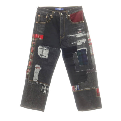 【中古】【未使用】ジュンヤワタナベ マン JUNYA WATANABE MAN 2025年春夏 ダメージ＆リペア加工 パッチワーク デニムパンツ ジーンズ ブラック【 XS 】【 状態ランクS 】【 メンズ 】