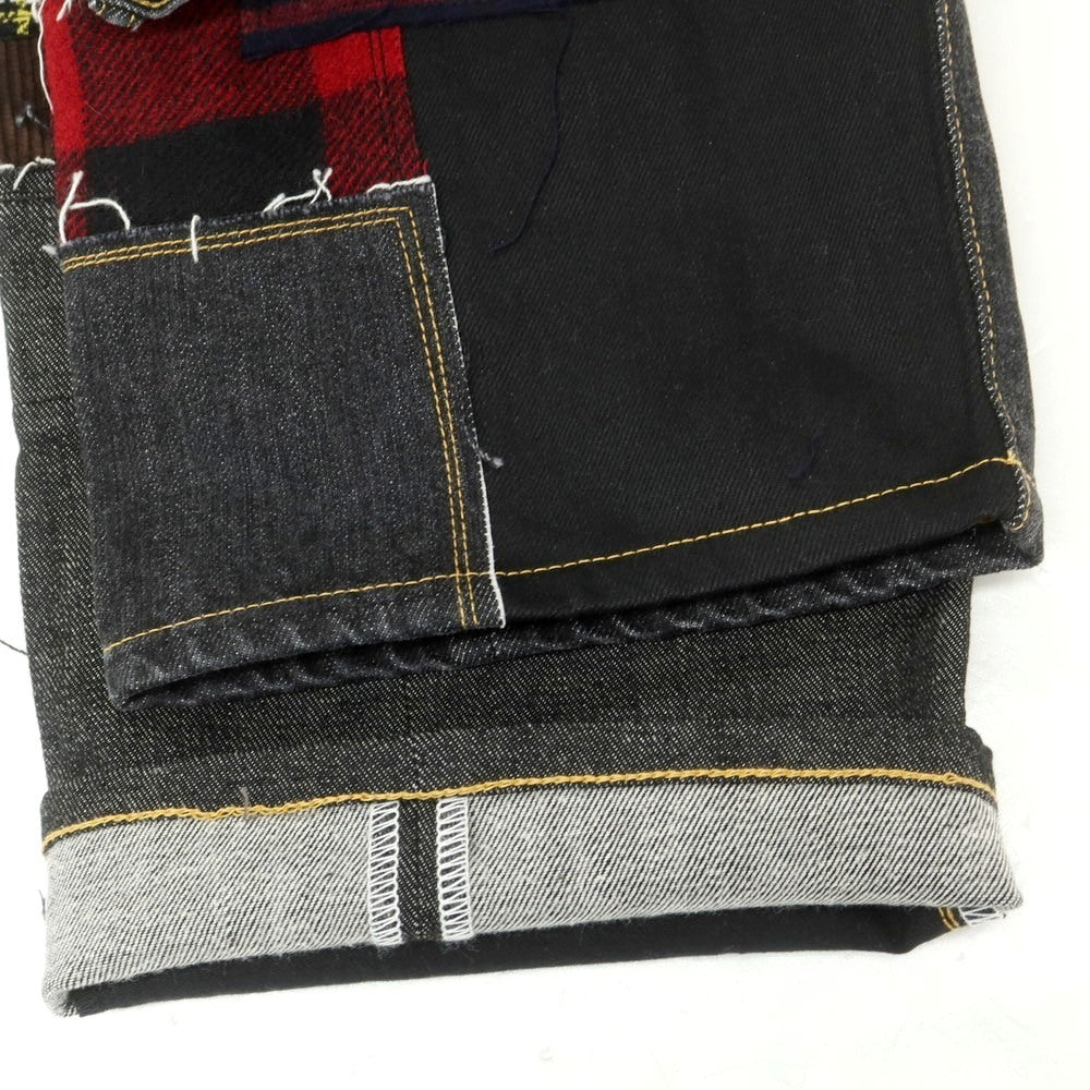 【中古】【未使用】ジュンヤワタナベ マン JUNYA WATANABE MAN 2025年春夏 ダメージ＆リペア加工 パッチワーク デニムパンツ ジーンズ ブラック【 XS 】【 状態ランクS 】【 メンズ 】[BPD]