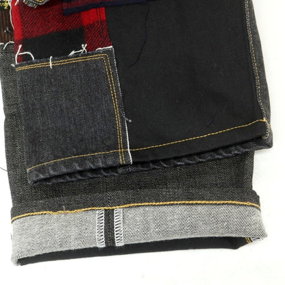 【中古】【未使用】ジュンヤワタナベ マン JUNYA WATANABE MAN 2025年春夏 ダメージ＆リペア加工 パッチワーク デニムパンツ ジーンズ ブラック【 XS 】【 状態ランクS 】【 メンズ 】