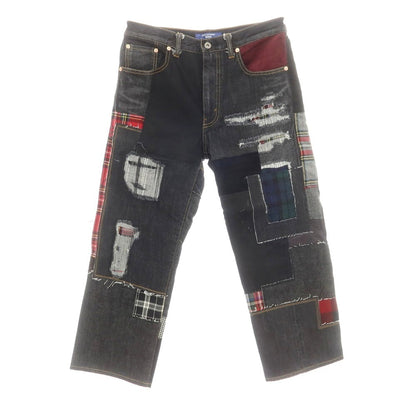 【中古】【未使用】ジュンヤワタナベ マン JUNYA WATANABE MAN 2025年春夏 ダメージ＆リペア加工 パッチワーク デニムパンツ ジーンズ ブラック【 M 】【 状態ランクS 】【 メンズ 】