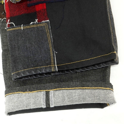 【中古】【未使用】ジュンヤワタナベ マン JUNYA WATANABE MAN 2025年春夏 ダメージ＆リペア加工 パッチワーク デニムパンツ ジーンズ ブラック【 M 】【 状態ランクS 】【 メンズ 】