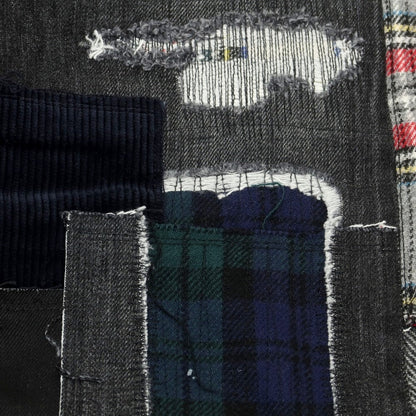 【中古】【未使用】ジュンヤワタナベ マン JUNYA WATANABE MAN 2025年春夏 ダメージ＆リペア加工 パッチワーク デニムパンツ ジーンズ ブラック【 M 】【 状態ランクS 】【 メンズ 】